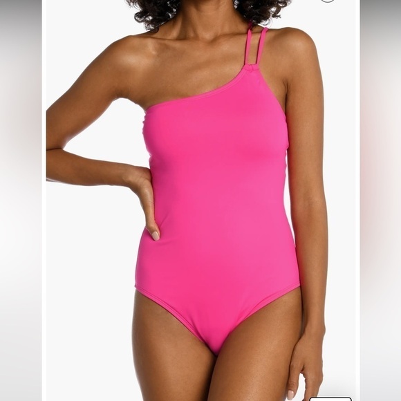 LA BLANCA Island Goddess One Shoulder One Piece Swimsuit Pink 4 - Picture 1 of 4